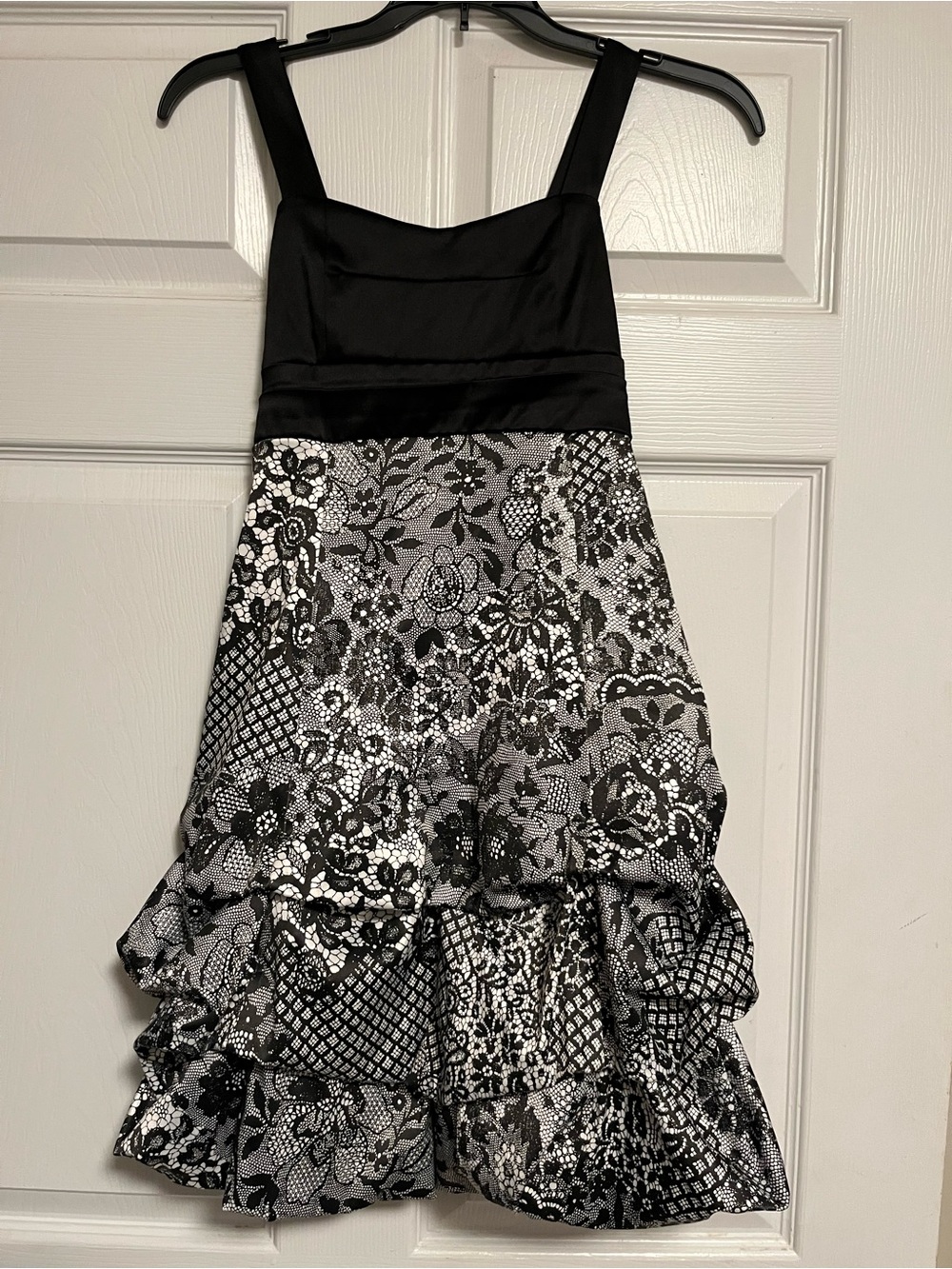 Ruby Rox Black and Silver Floral Lace-Print Party Dress